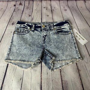 True Religion Keira Shore Break Acid Wash Shorts Size 29